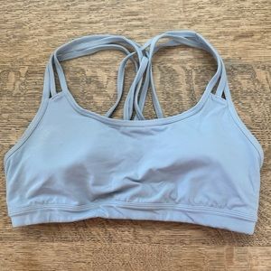 Athleta Fully Focused Strappy Bra Medium Light Blue Yoga Pilates